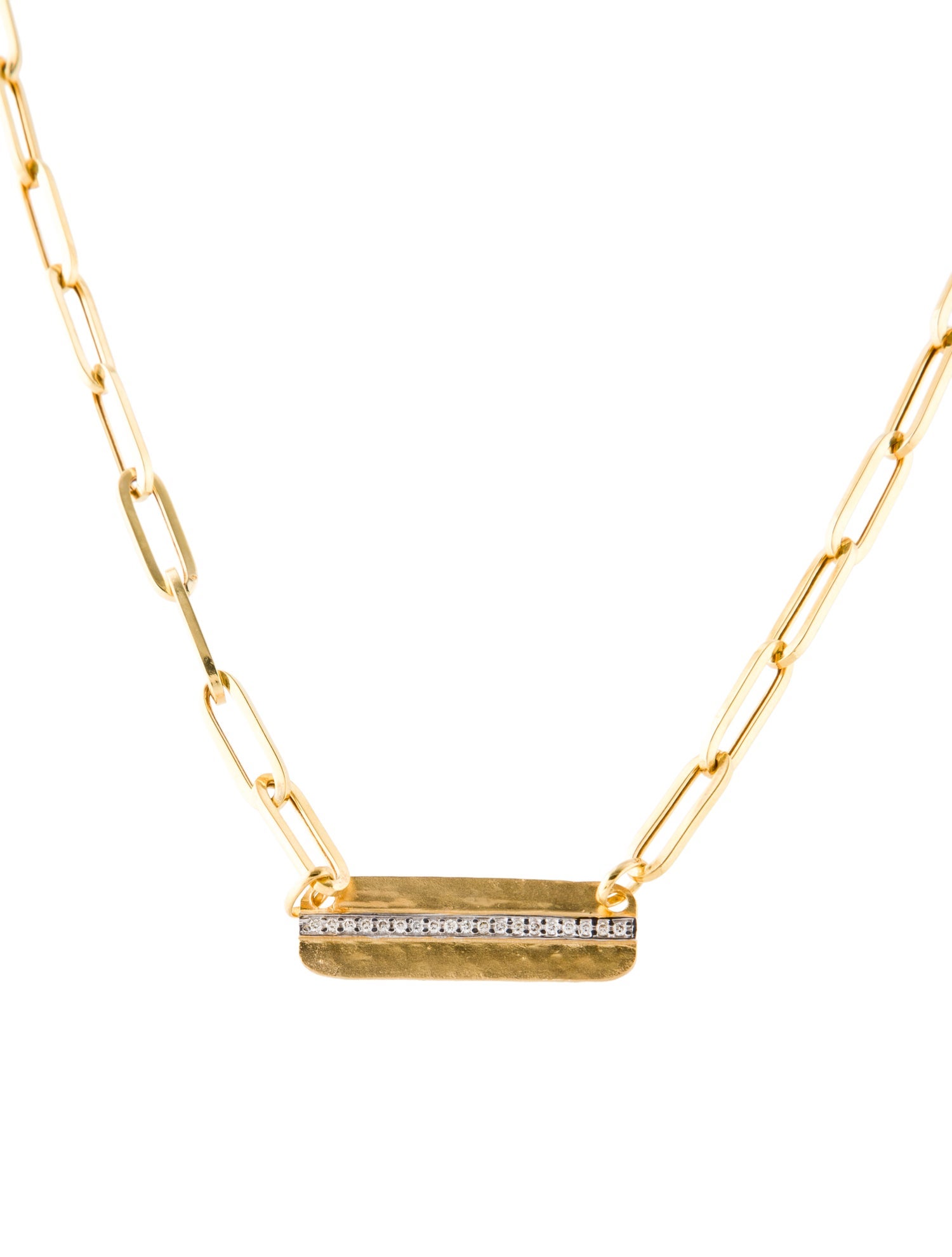 I. Reiss 14K Diamond Paperclip Station Necklace