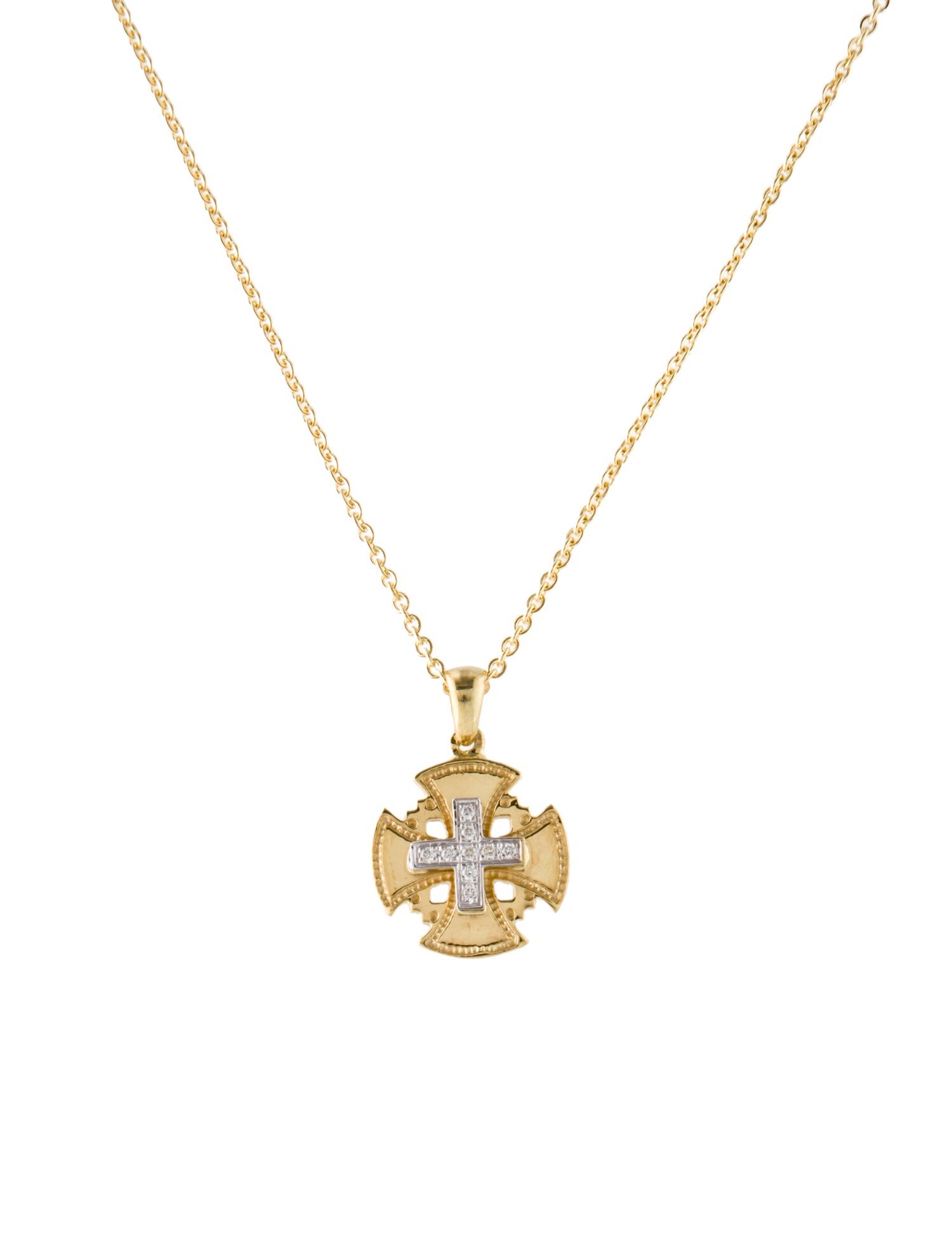 I. Reiss 14K Diamond Jerusalem Cross Pendant Necklace