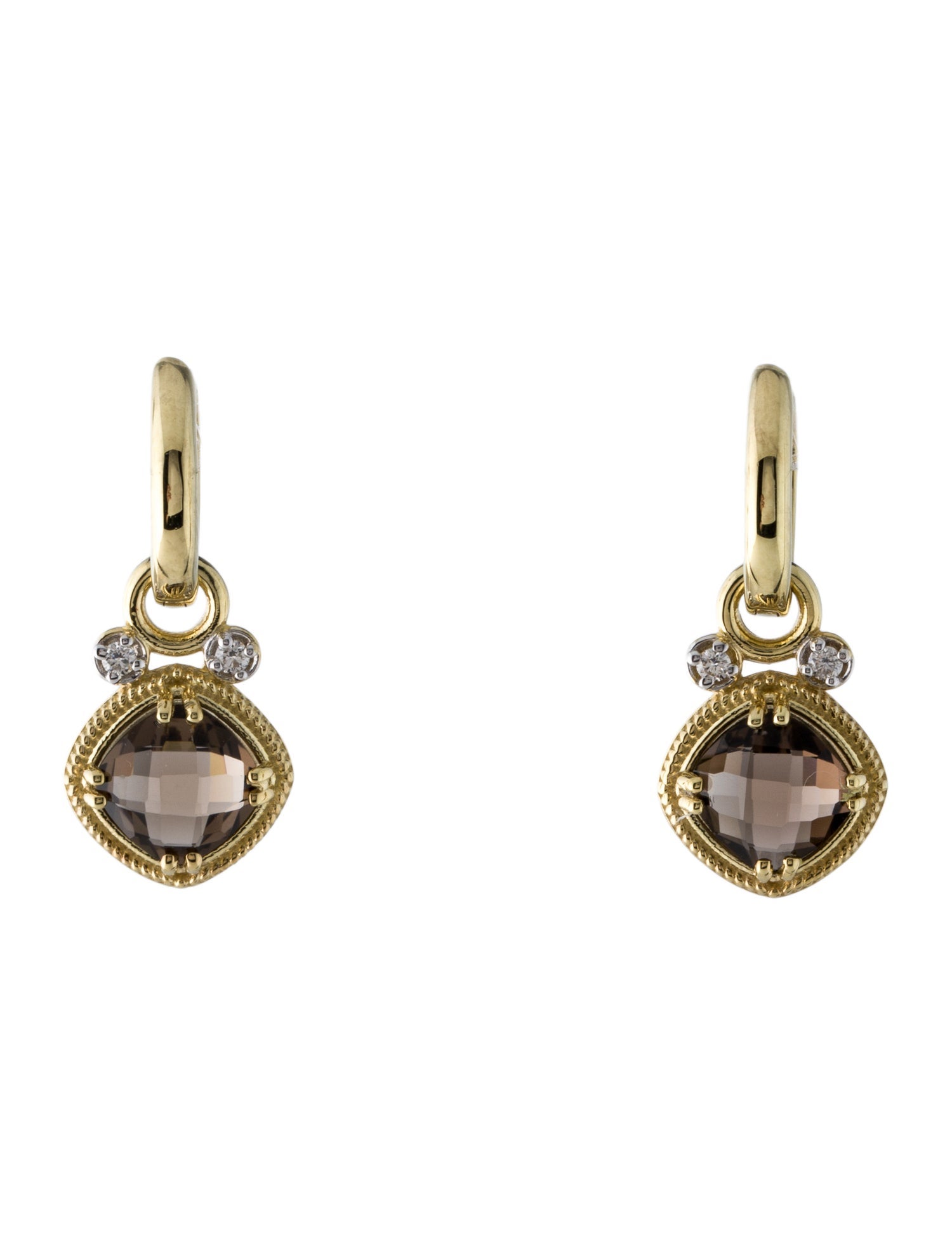 I. Reiss 14K Smoky Quartz & Diamond Drop Earrings
