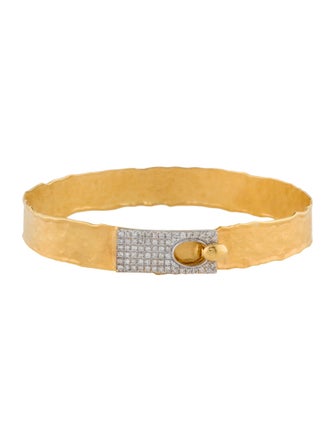 I. Reiss 14K Diamond Pavé Hammered Cuff