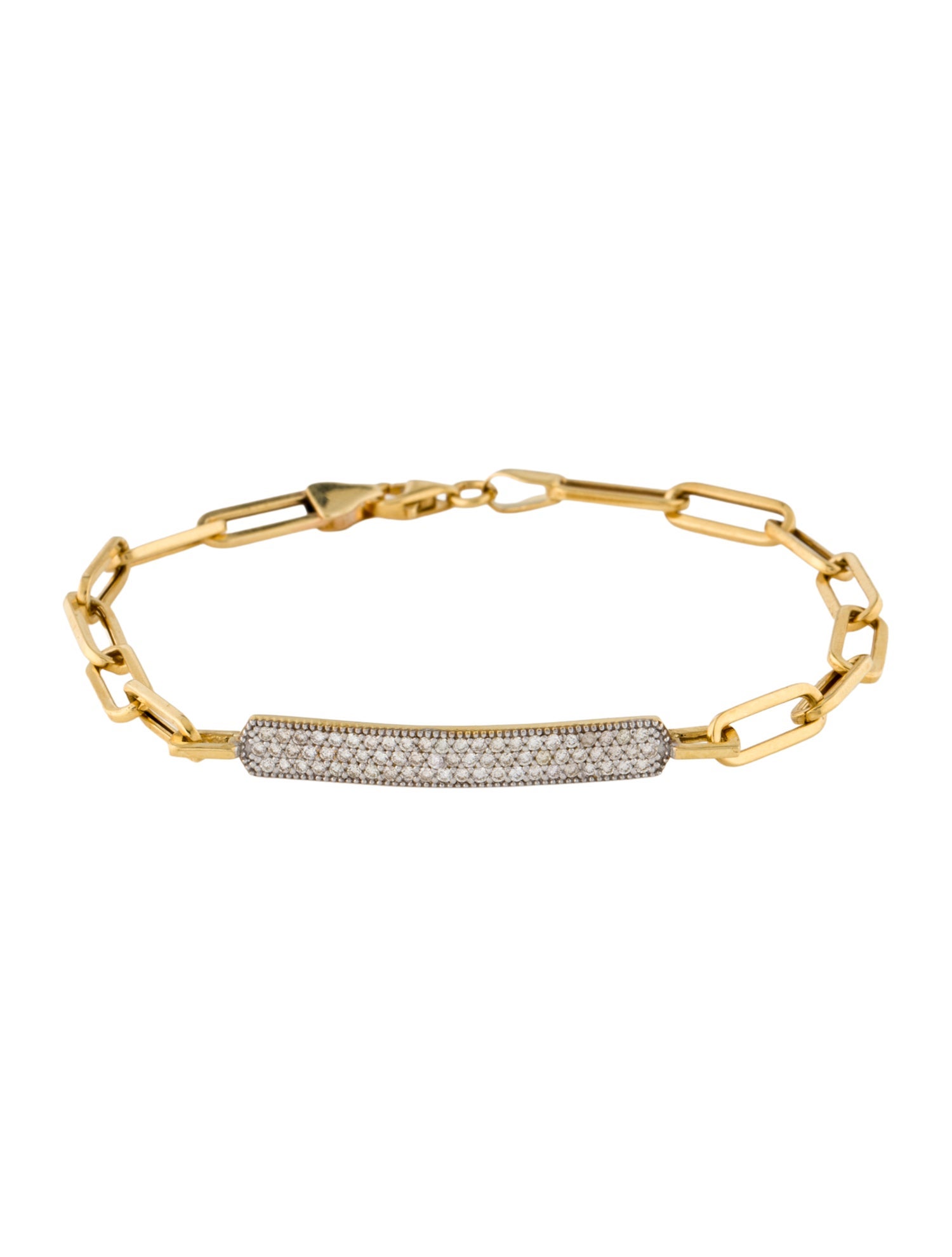 I. Reiss 14K Diamond Pavé ID Link Bracelet