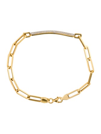 I. Reiss 14K Diamond Pavé ID Link Bracelet