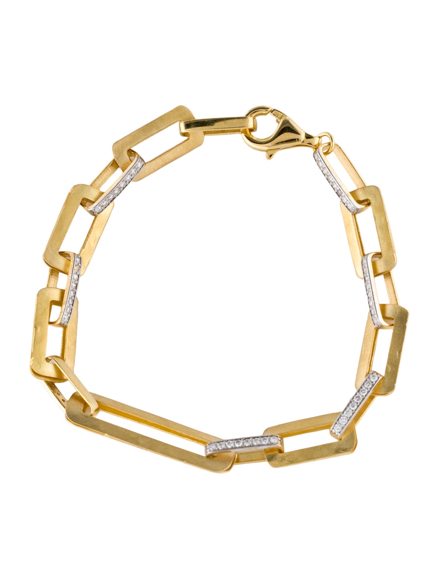 I. Reiss 14K Diamond Open Rectangle Link Bracelet