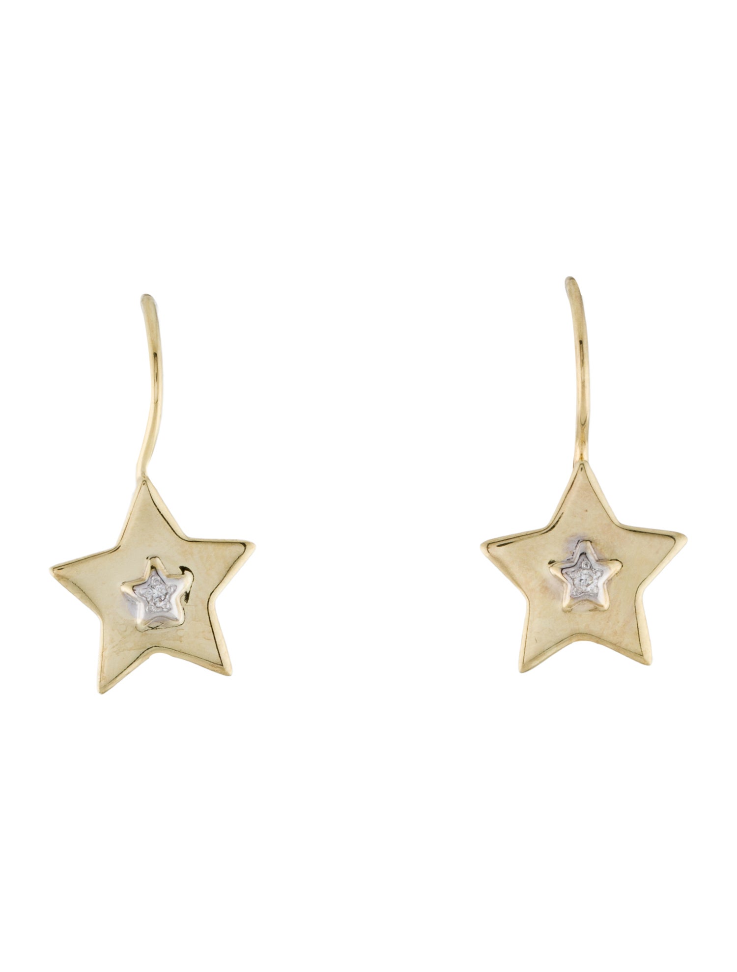 I. Reiss 14K Diamond Star Drop Earrings