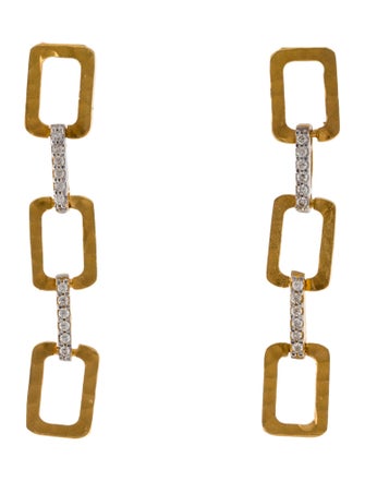 I. Reiss 14K Diamond Open Link Drop Earrings