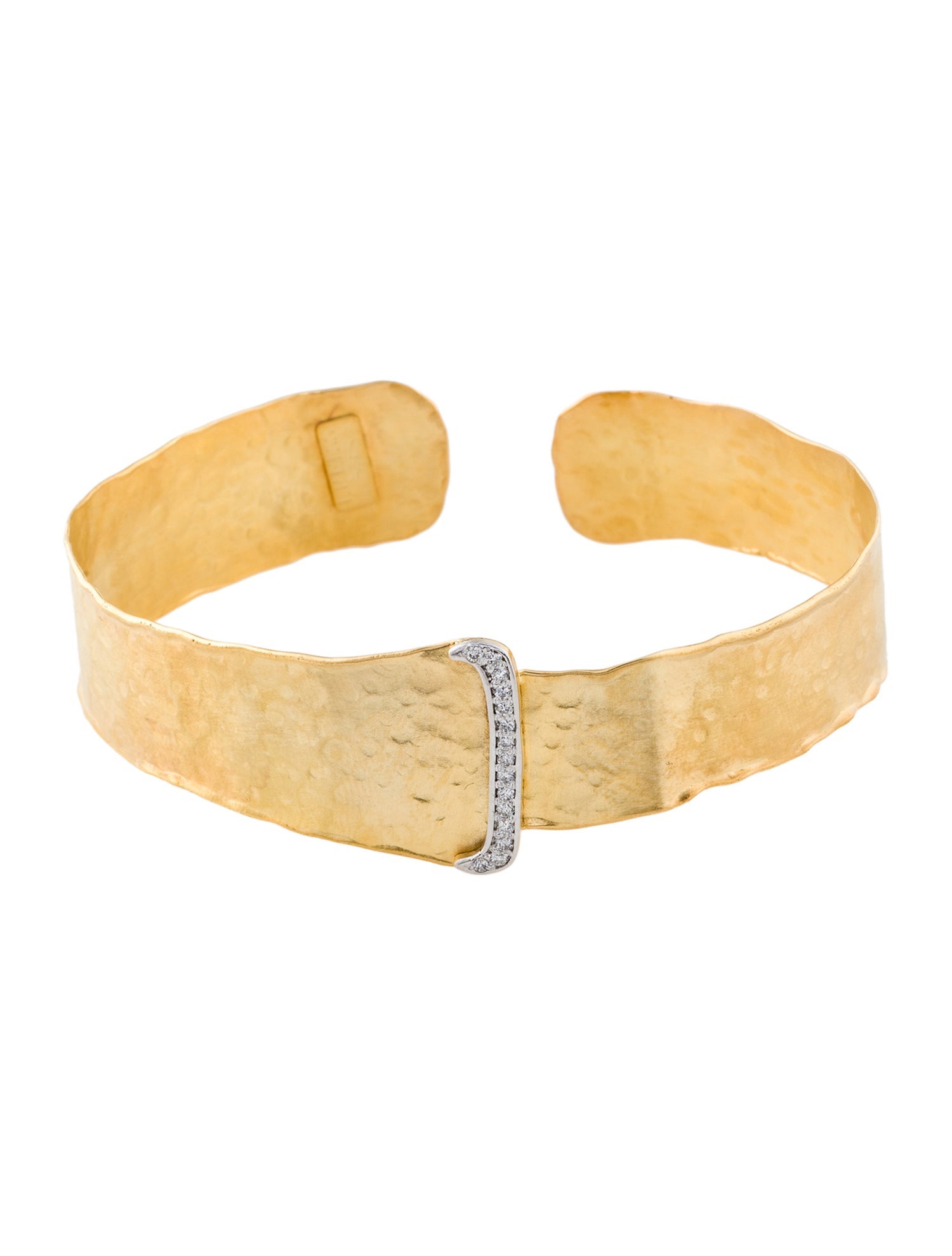 I. Reiss 14K Diamond Hammered Cuff Bracelet