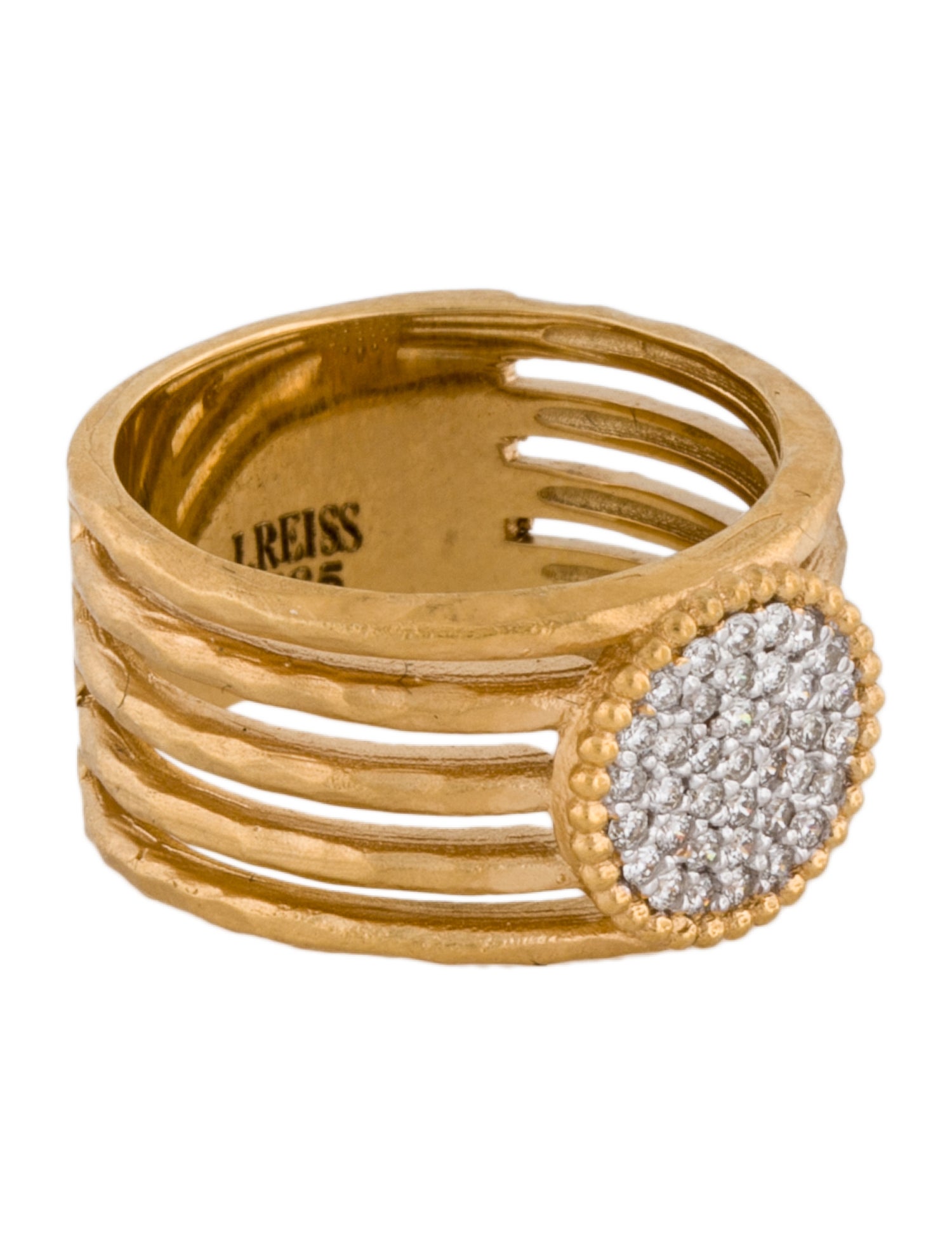 I. Reiss 14K Diamond Hammered Multirow Band
