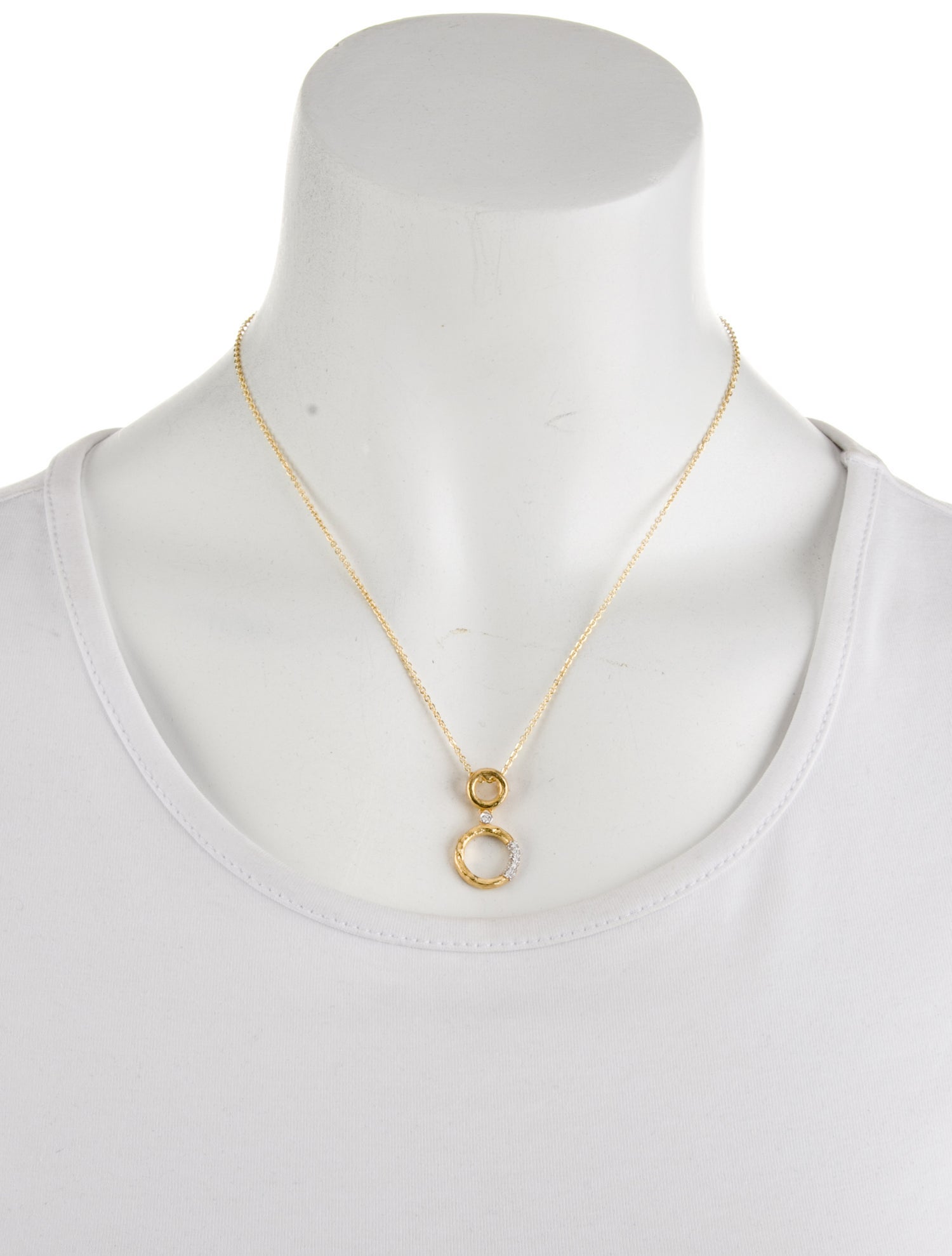 I. Reiss 14K Diamond Graduating Open Circles Pendant Necklace