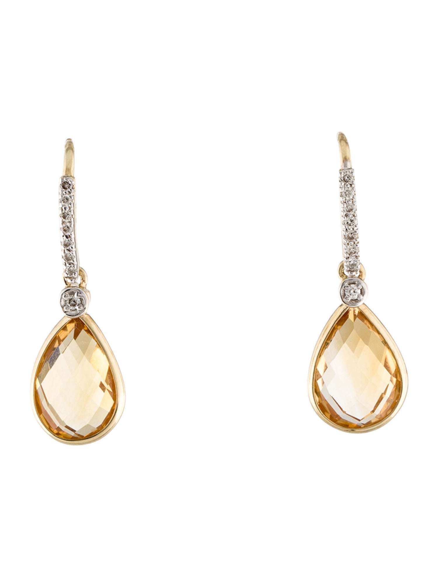 I. Reiss 14K Diamond & Citrine Drop Earrings