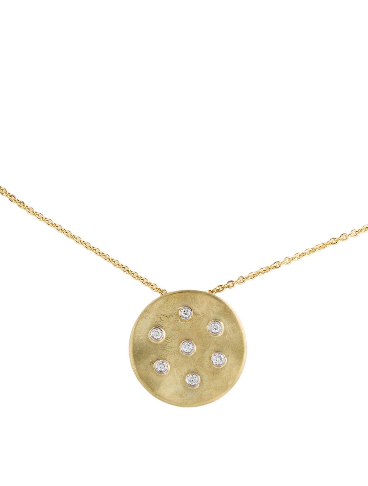 I. Reiss 14K Diamond Hammered Pendant Necklace