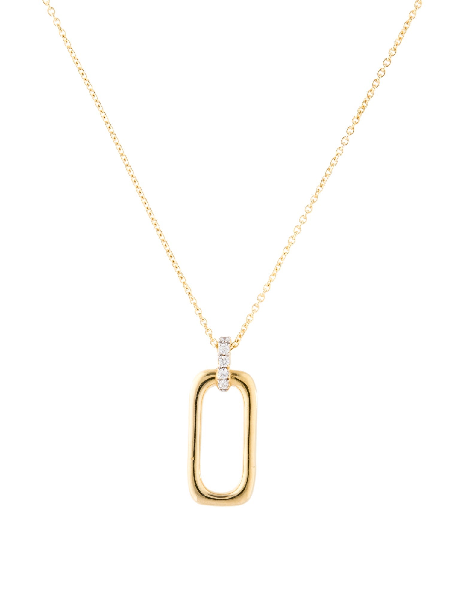 I. Reiss 14K Diamond Open Rectangular Pendant Necklace