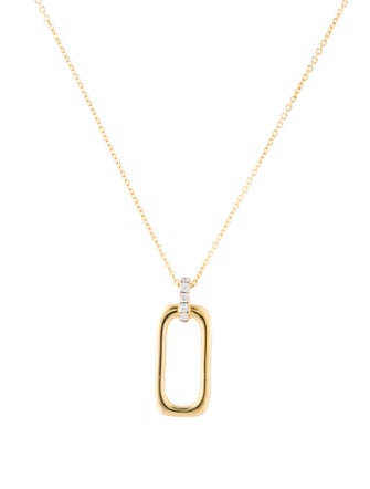I. Reiss 14K Diamond Open Rectangular Pendant Necklace