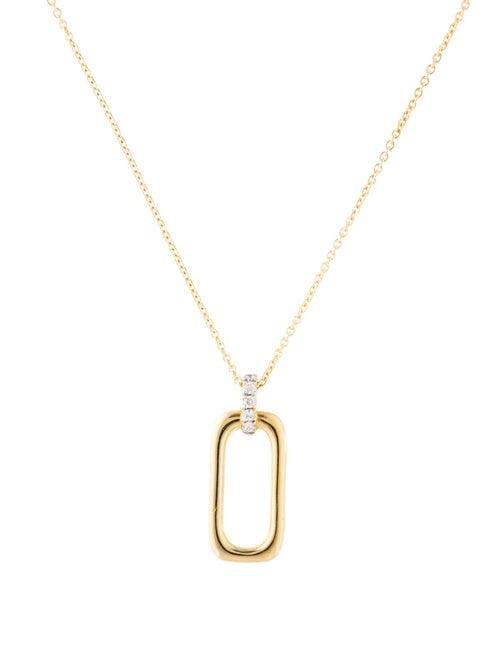 I. Reiss 14K Diamond Open Rectangular Pendant Necklace