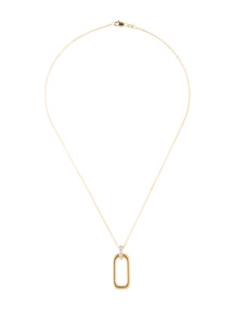 I. Reiss 14K Diamond Open Rectangular Pendant Necklace