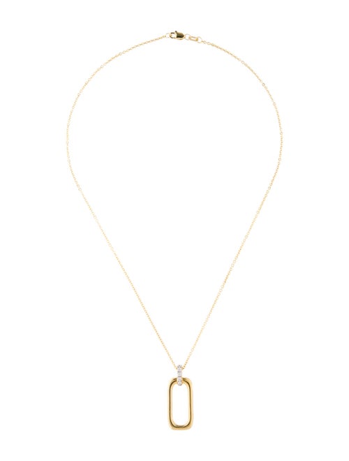 I. Reiss 14K Diamond Open Rectangular Pendant Necklace