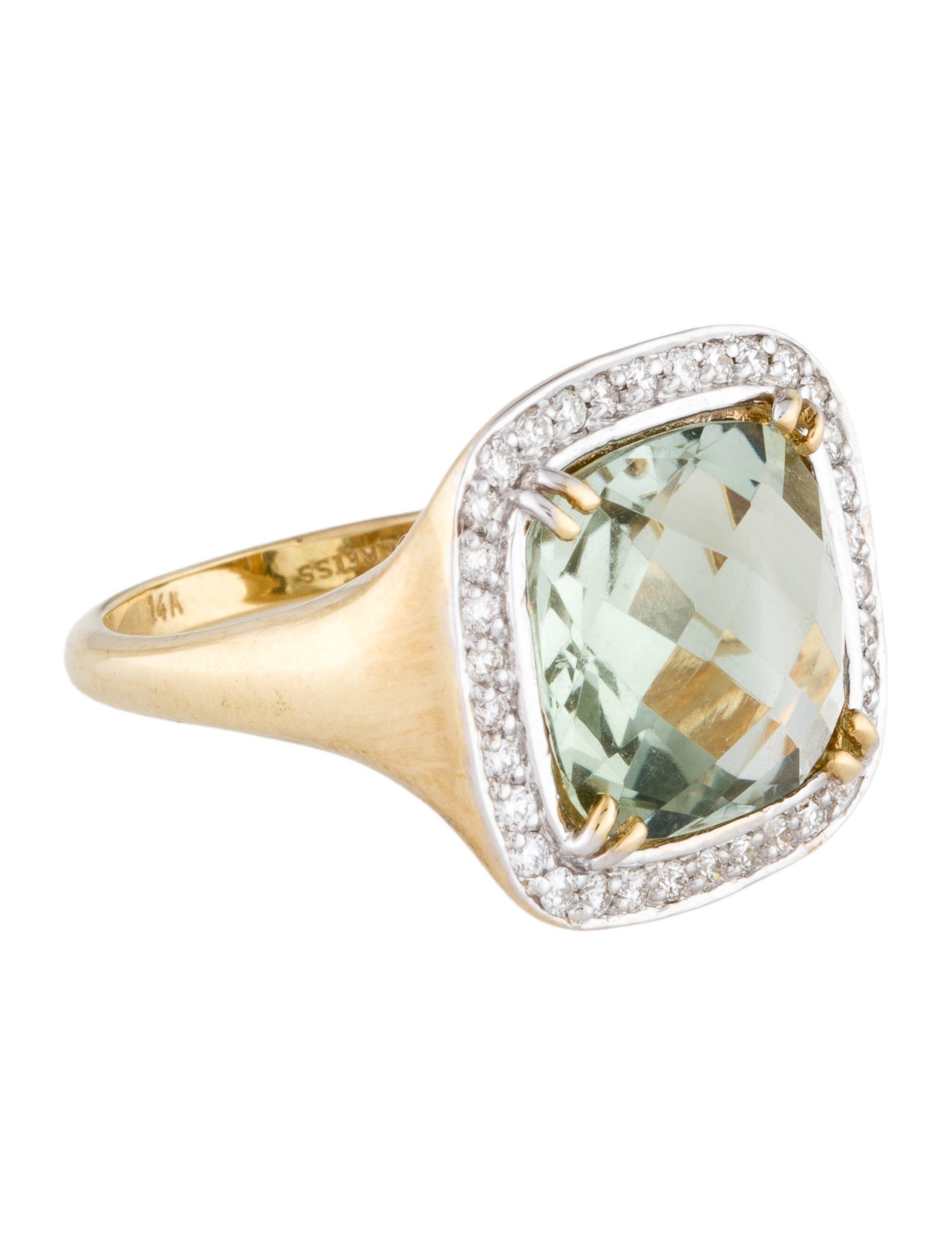I. Reiss 14K Prasiolite & Diamond Cocktail Ring