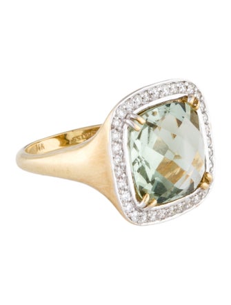 I. Reiss 14K Prasiolite & Diamond Cocktail Ring