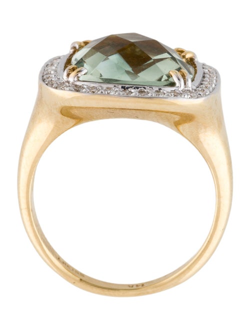 I. Reiss 14K Prasiolite & Diamond Cocktail Ring