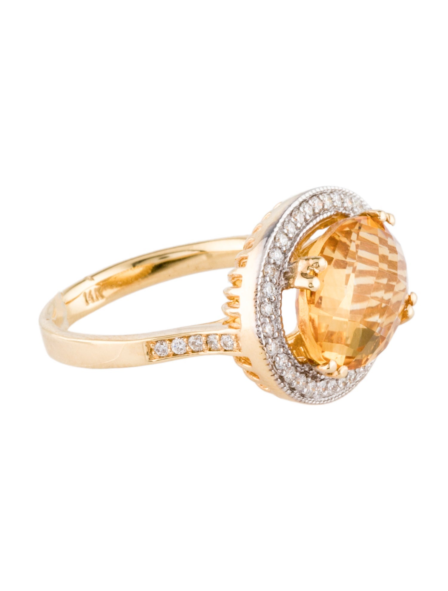I. Reiss 14K Citrine & Diamond Cocktail Ring