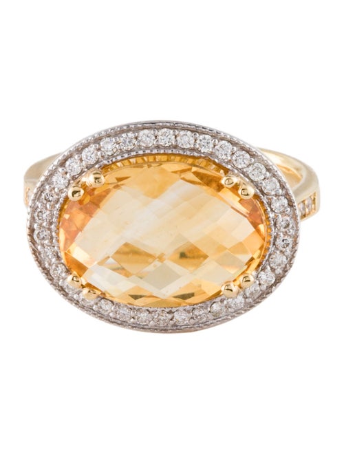 I. Reiss 14K Citrine & Diamond Cocktail Ring