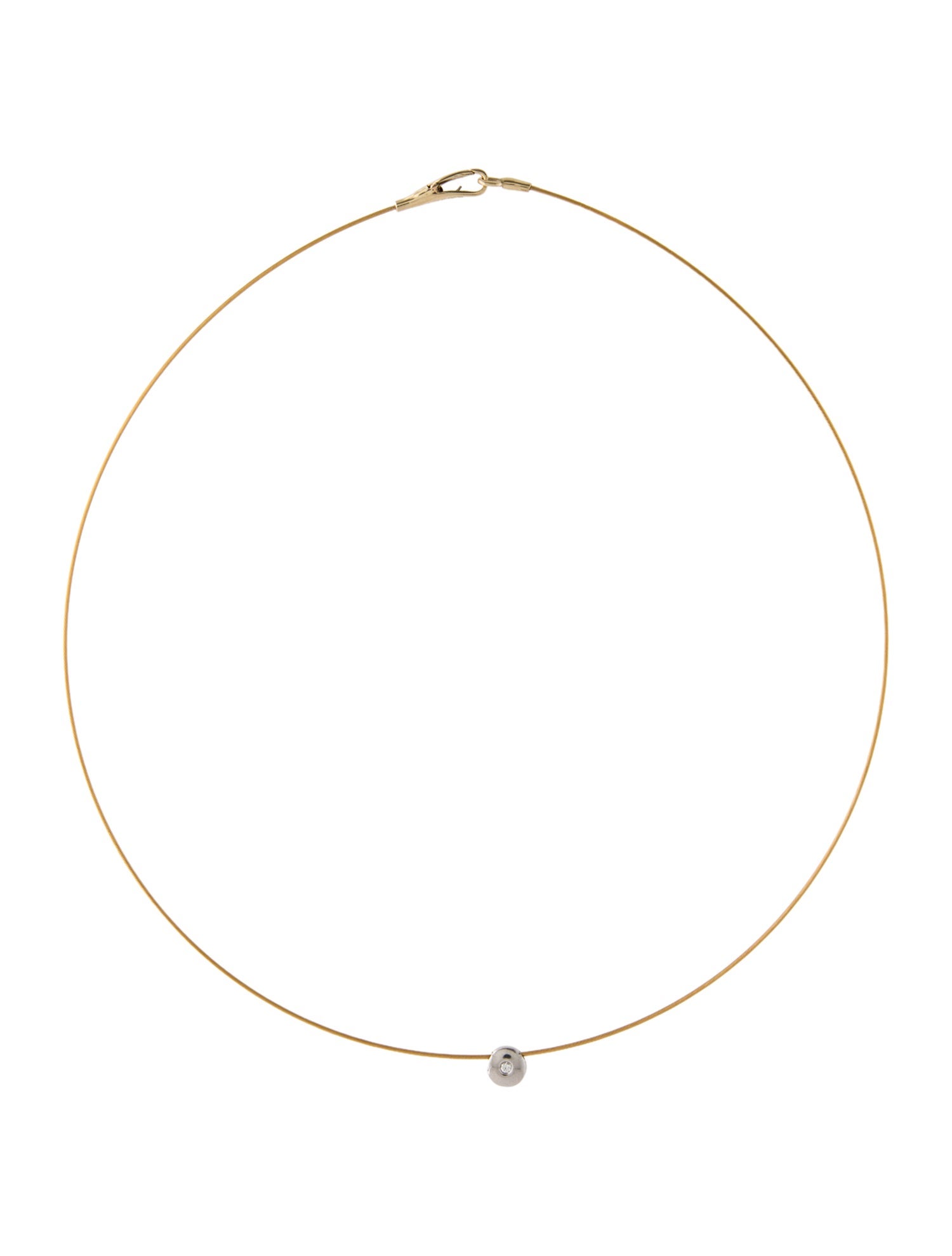 I. Reiss 14K Diamond Solitaire Wire Collar Necklace