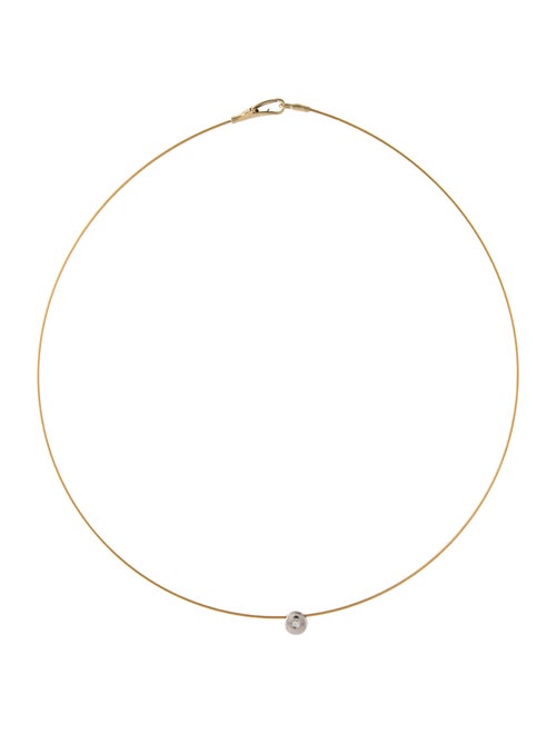 I. Reiss 14K Diamond Solitaire Wire Collar Necklace