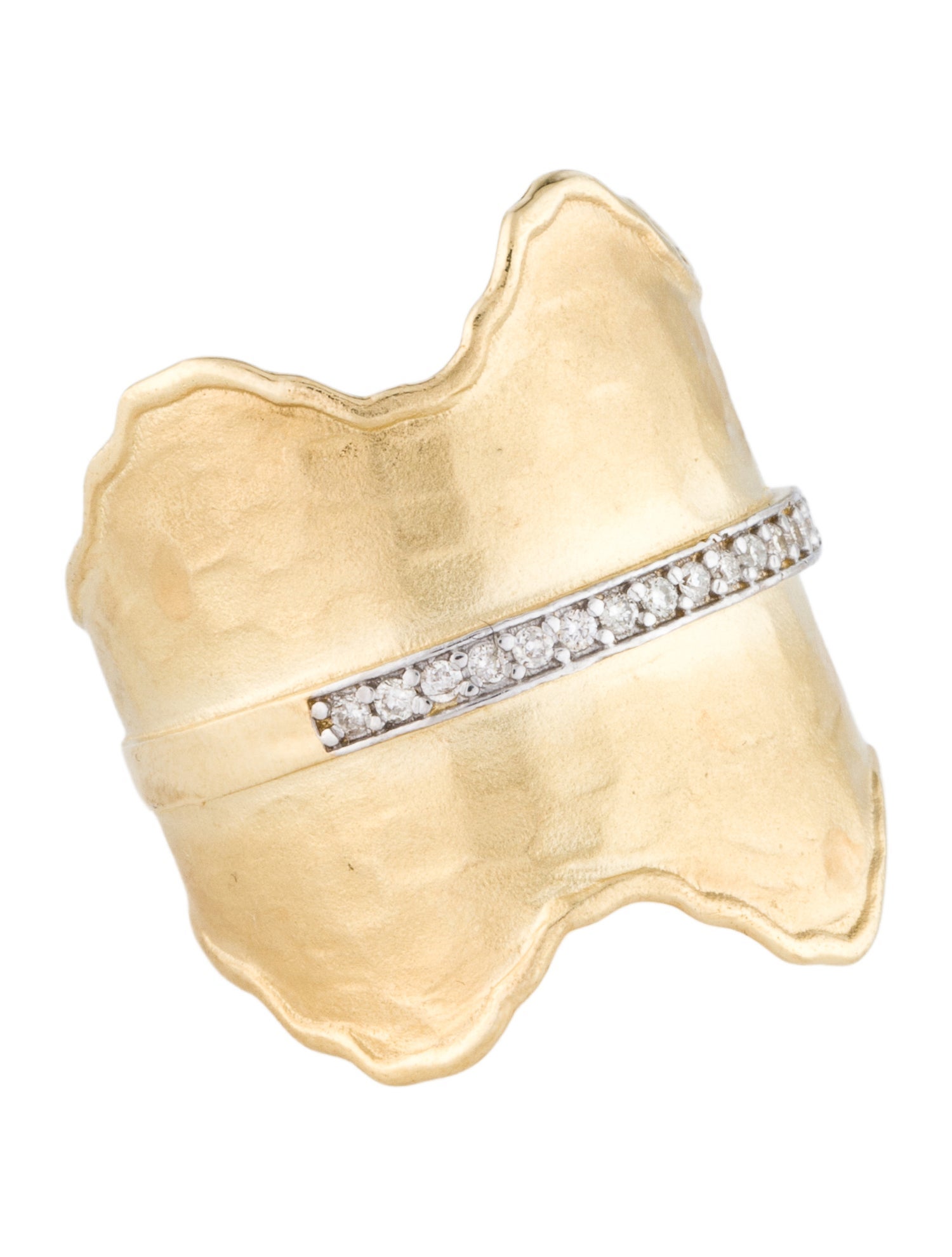 I. Reiss 14K Diamond Scallop Edge Cuff Ring