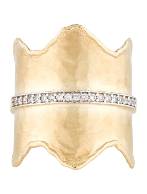 I. Reiss 14K Diamond Scallop Edge Cuff Ring