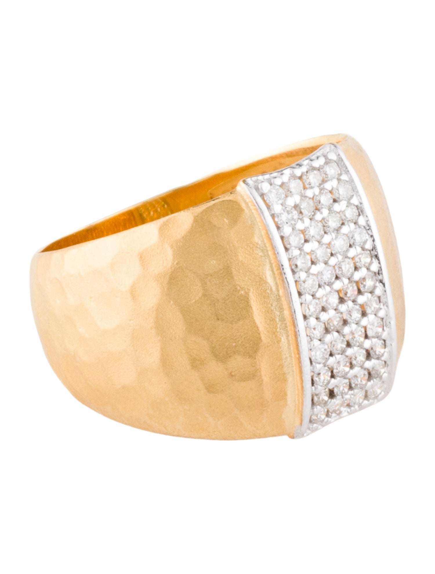 I. Reiss 14K Diamond Domed Hammered Ring