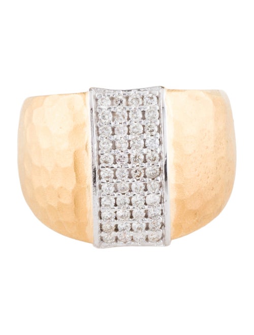 I. Reiss 14K Diamond Domed Hammered Ring