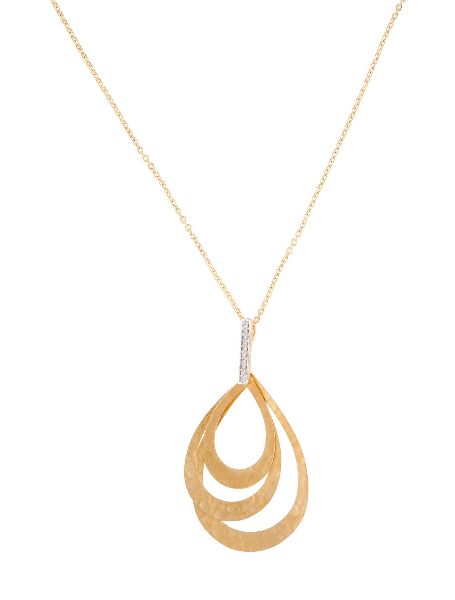 I. Reiss 14K Diamond Concentric Teardrop Pendant Necklace