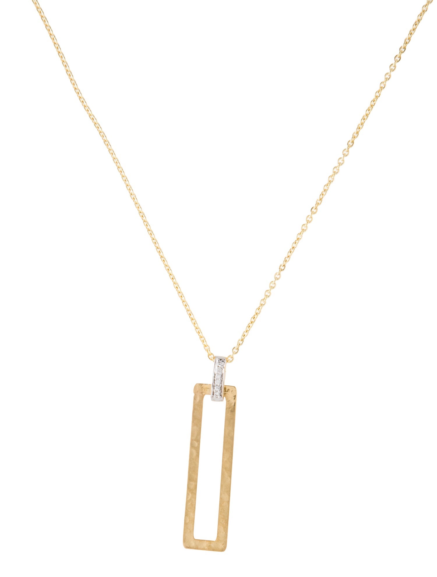 I. Reiss 14K Diamond Open Rectangle Pendant Necklace