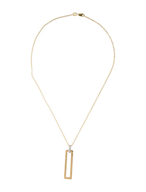 I. Reiss 14K Diamond Open Rectangle Pendant Necklace