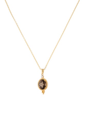 I. Reiss 14K Smoky Quartz & Diamond Pendant Necklace