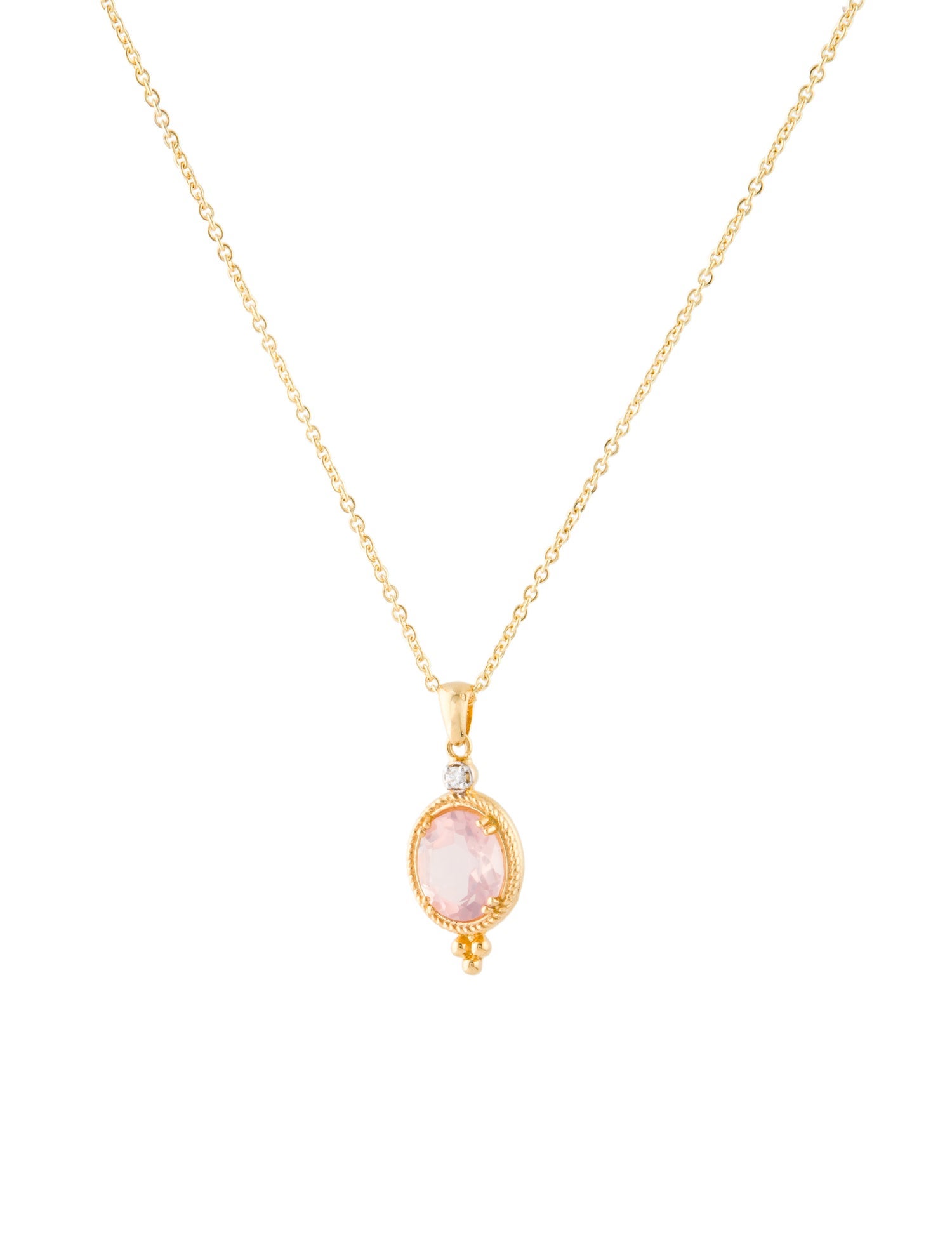 I. Reiss 14K Rose Quartz & Diamond Pendant Necklace