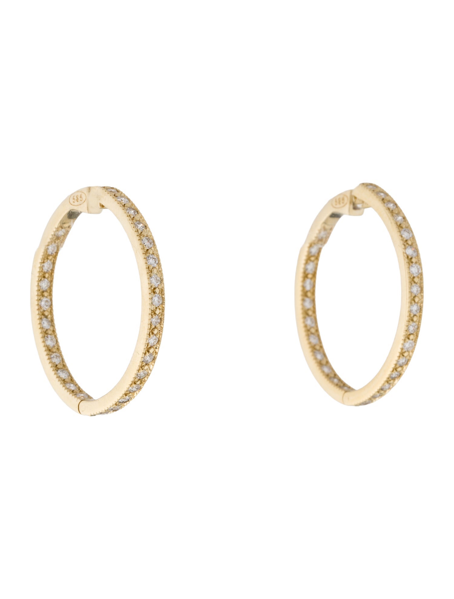 I. Reiss 14K Diamond Inside-Out Hoop Eternity Hoop Earrings