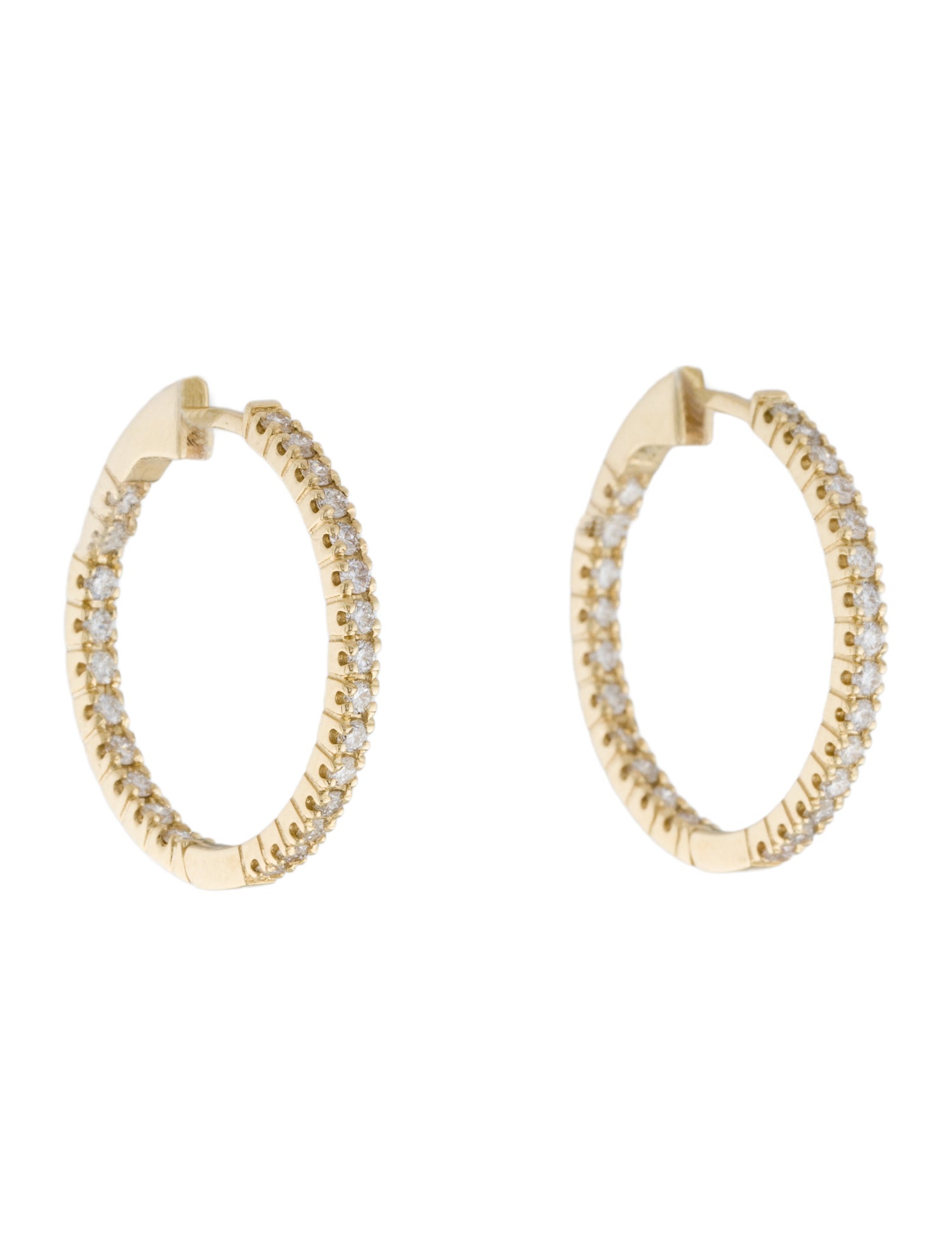 I. Reiss 14K Diamond Inside-Out Eternity Hoop Earrings