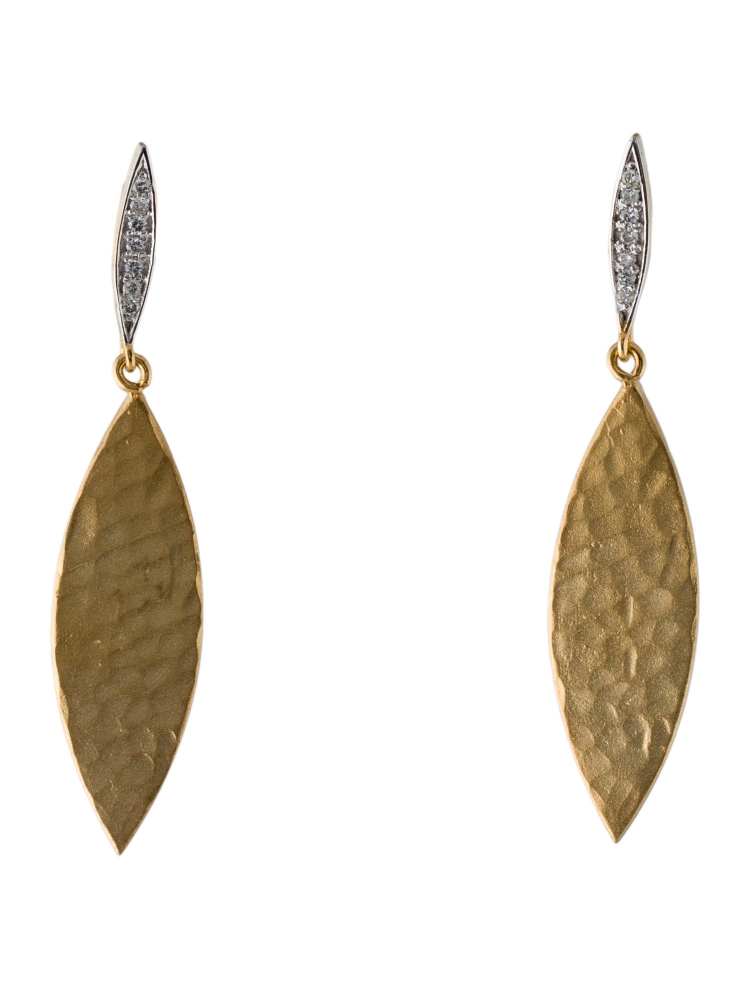 I. Reiss 14K Diamond Dangling Leaf Earrings