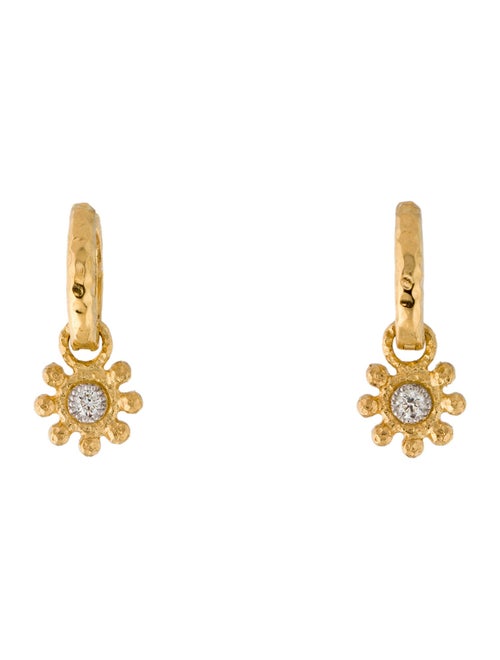 I. Reiss 14K Diamond Flower Charm Convertible Hoop Earrings