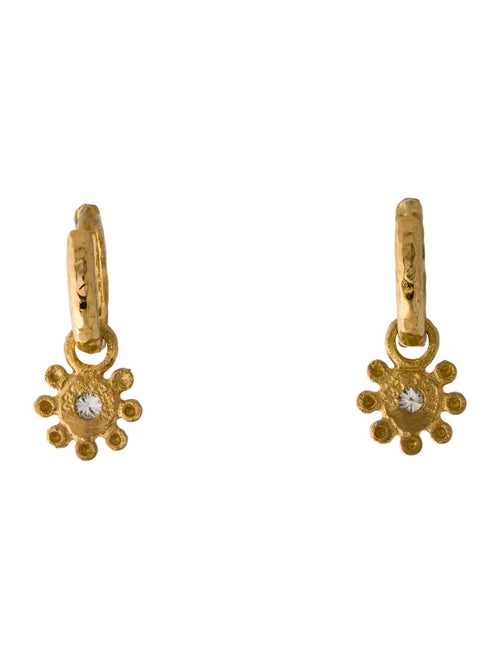 I. Reiss 14K Diamond Flower Charm Convertible Hoop Earrings