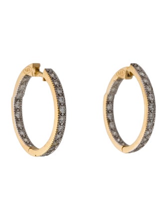 I. Reiss 14K Diamond Flower Charm Convertible Hoop Earrings