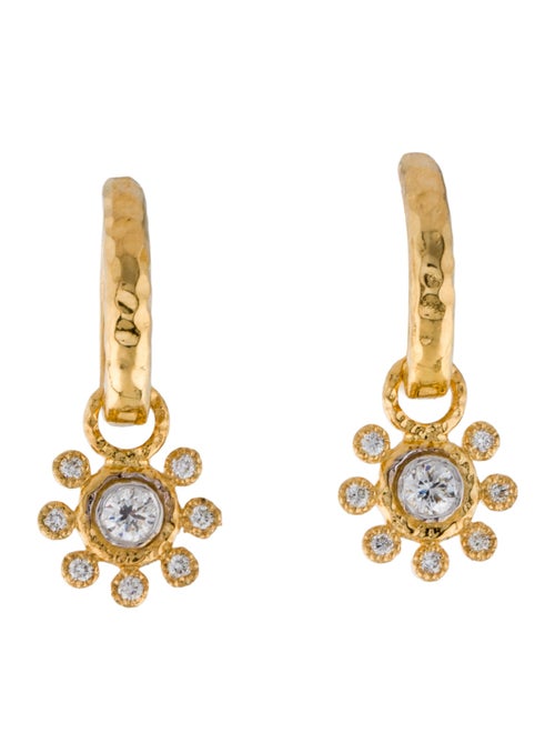 I. Reiss 14K Diamond Convertible Flower Hammered Drop Earrings