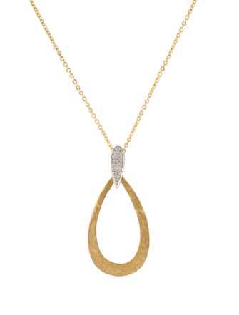 I. Reiss 14K Diamond Pavé Hammered Pendant Necklace