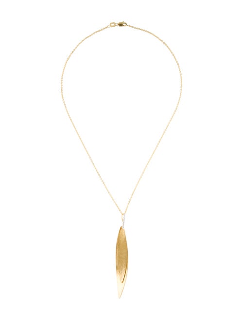 I. Reiss 14K Diamond Hammer-Finished Stacked Leaf Pendant Necklace