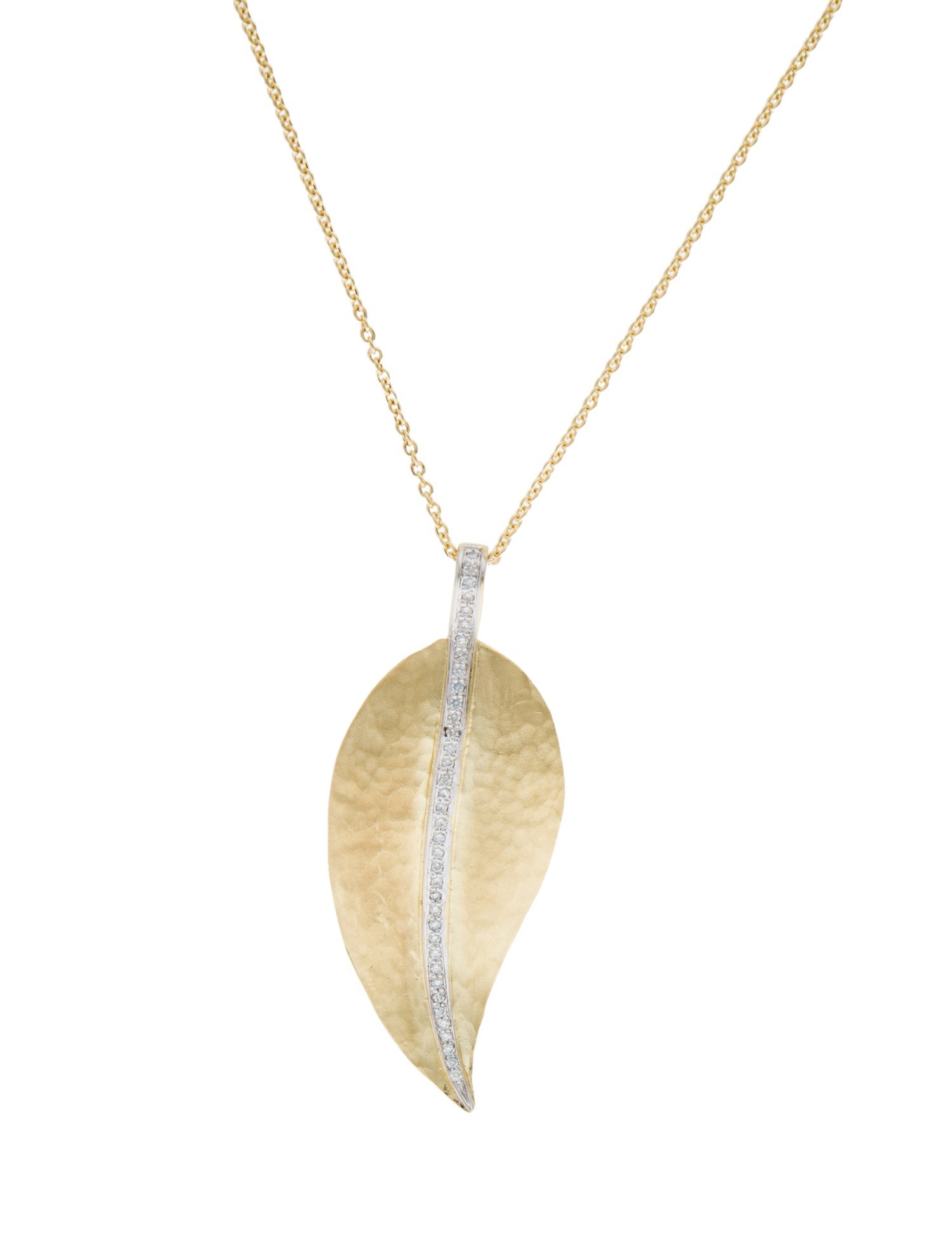 I. Reiss 14K Diamond Leaf Pendant Necklace