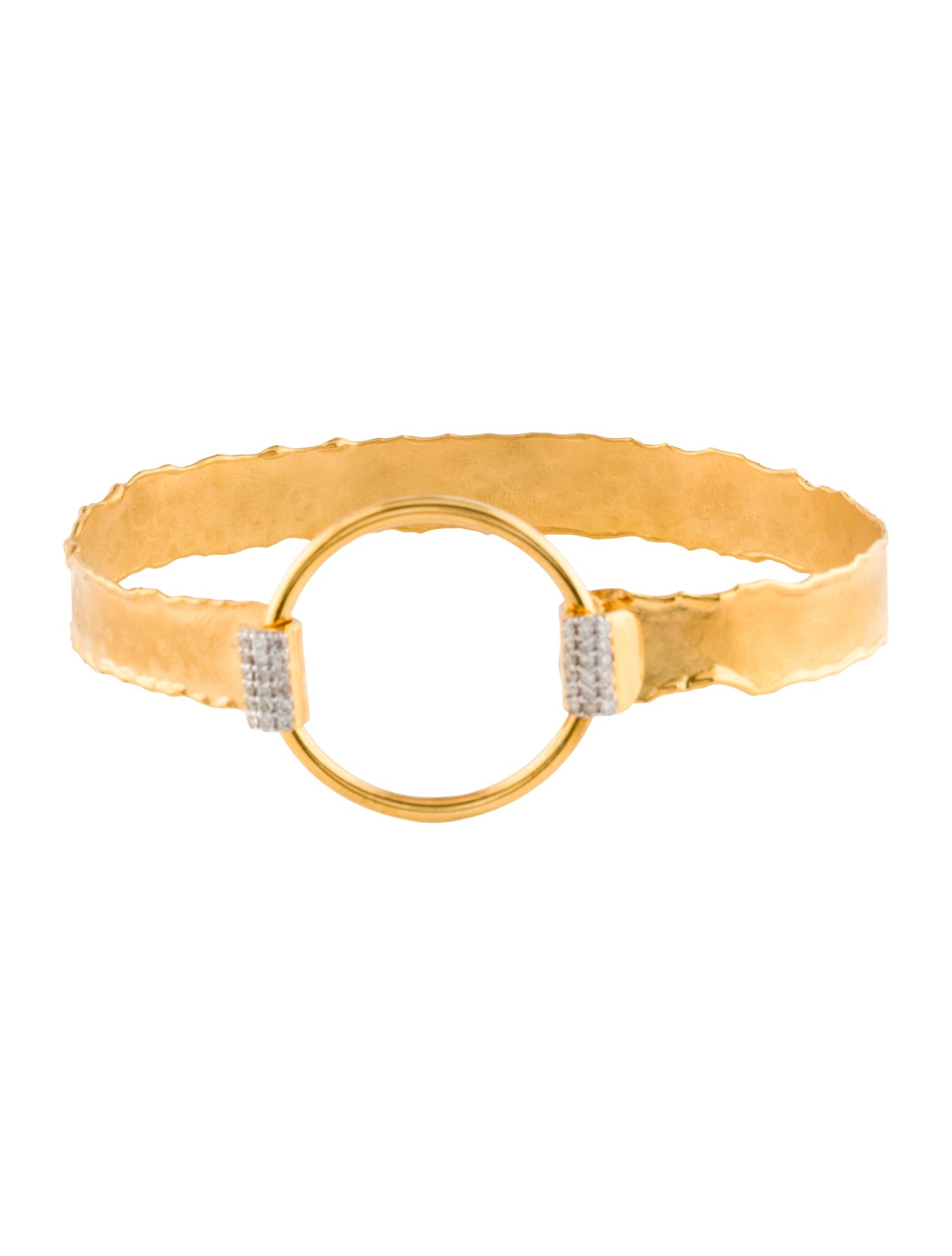 I. Reiss 14K Hammered Open Circle Hook Bangle