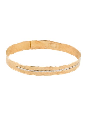 I. Reiss 14K Diamond Textured Bangle Bracelet