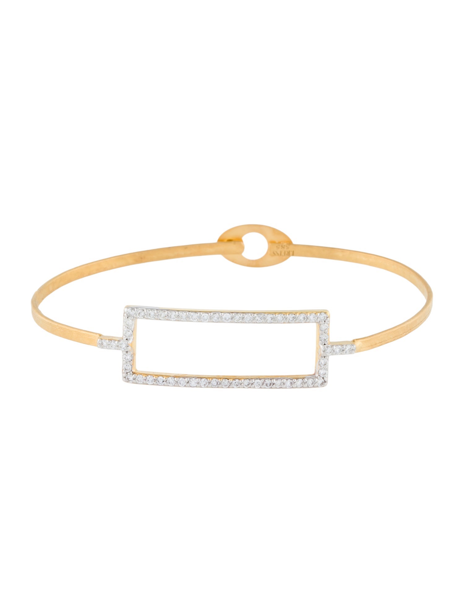 I. Reiss 14K Diamond Open Rectangle Bangle Bracelet