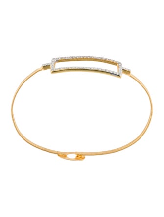 I. Reiss 14K Diamond Open Rectangle Bangle Bracelet