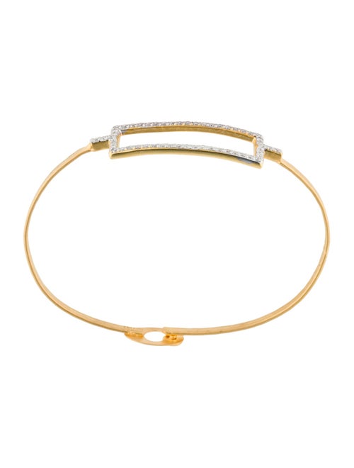 I. Reiss 14K Diamond Open Rectangle Bangle Bracelet